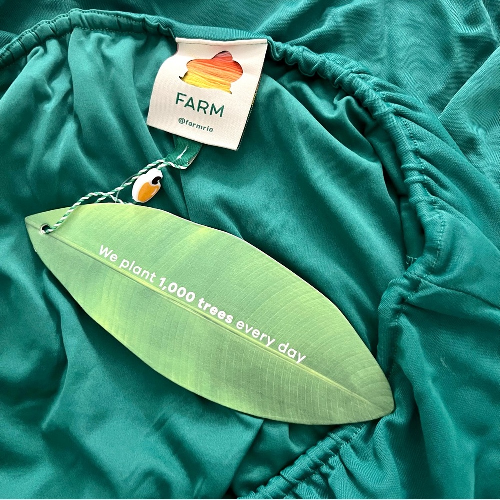 NWT FARM RIO ONE-SHOULDER MIDI DRESS in EMERALD COLOR - Picture 10 of 12